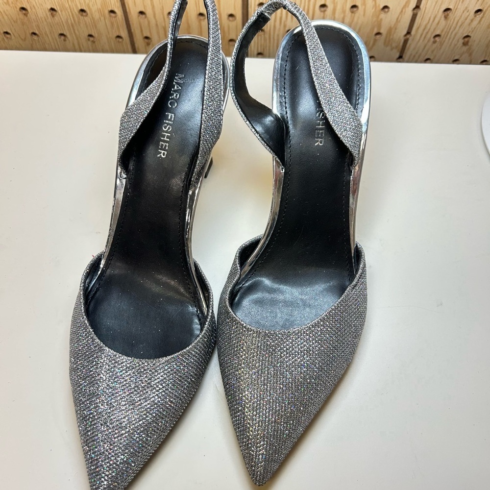 Marc Fisher Glittering Silver Heels